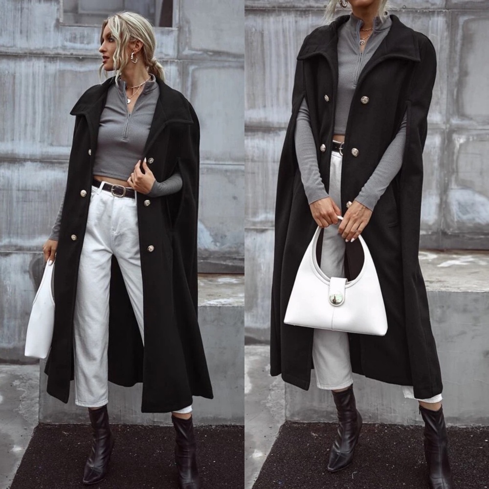 Black Cape Coat - Picture 3 of 3
